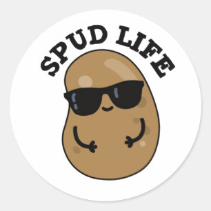 Spud Life Funny Potato Pun Runt Klistermärke