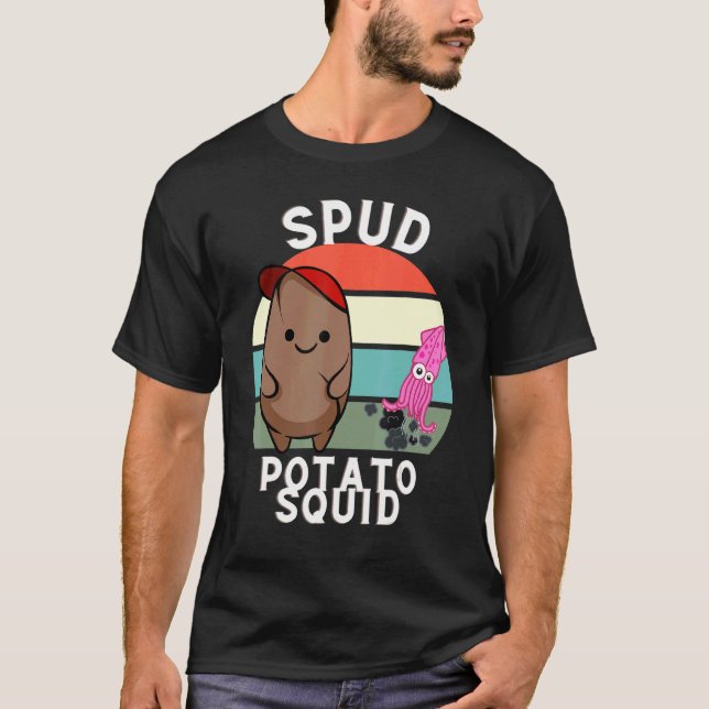 Spud Potato och bläckfisk som håller Händer tillsa T Shirt (Framsida)