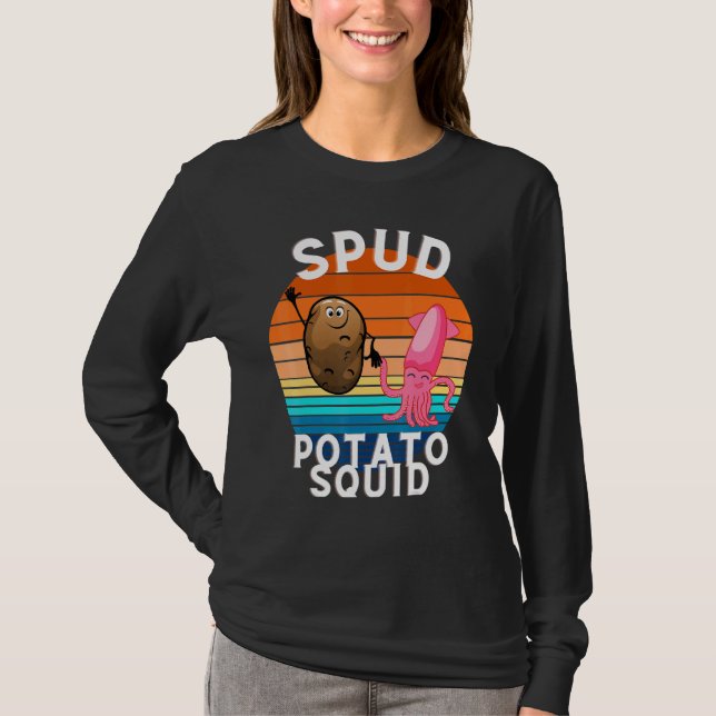 Spud Potato och Squid Holding Händer T Shirt (Framsida)
