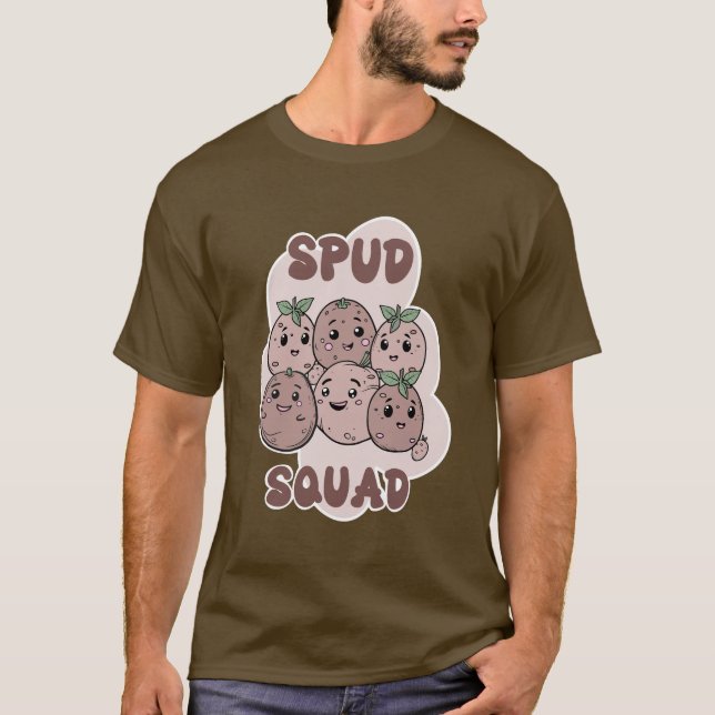 Spud Squad, roligt grupppotatis T Shirt (Framsida)