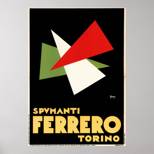 SPUMANTI FERRERO Torino Gamla italienska champagne Poster (Framsidan)