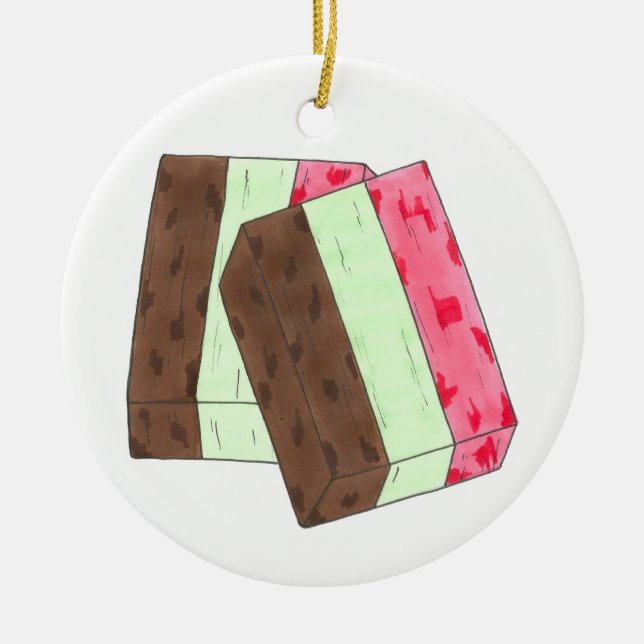 Spumoni Italienska Gelato Ice Cream Dessert Spumon Julgransprydnad Keramik (Framsidan)