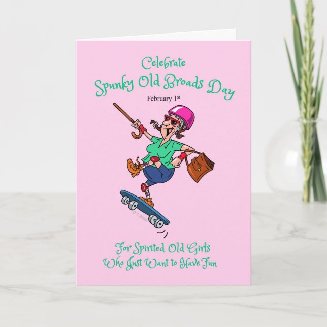 Spunky Gamla Broads Day februari 1:a äldre Dam Kort (Framsida)