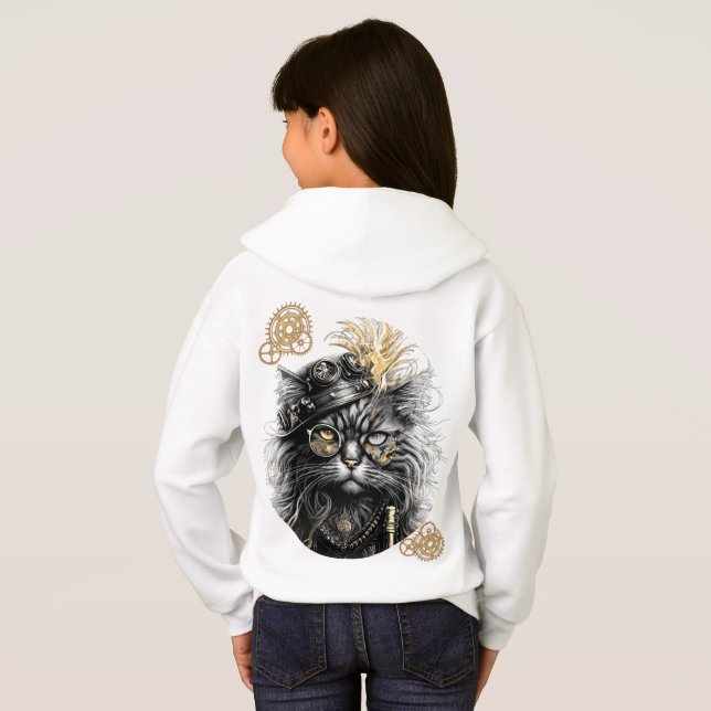 Spunky Paws Den Funky Steampunk Katten  T Shirt (Hel baksida)