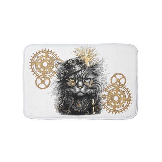 Spunky Paws Den Funky Steampunkkatten  Badrumsmatta (Framsidan)