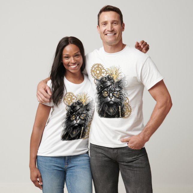 Spunky Paws Den Funky Steampunkkatten  T Shirt (Unisex)
