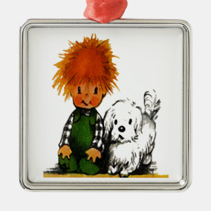 Spunky pys & hans hundprydnad julgransprydnad metall