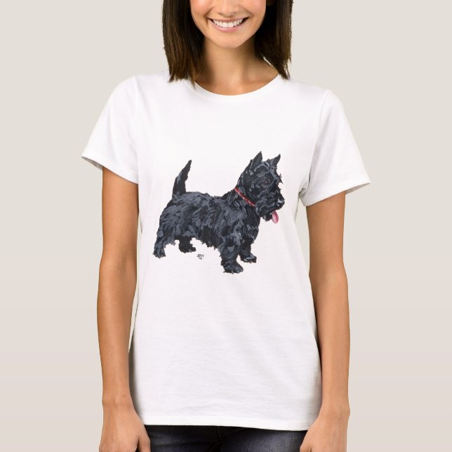 Spunky Scottie Hund T-shirt (Framsida)