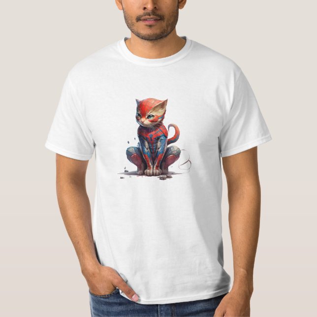 Spunky Superassistance: Spy Webben-Slinging Cat T T Shirt (Framsida)