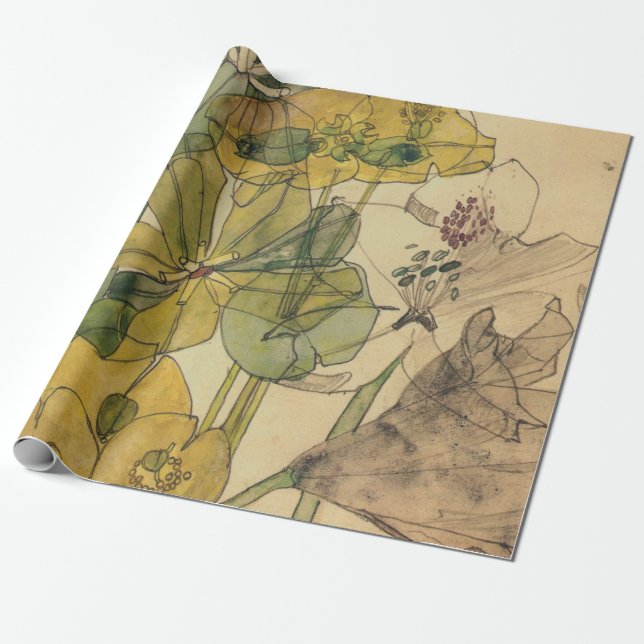 Spurge with Yham Flowers Charles Rennie Mackintosh Presentpapper (Utrullad)