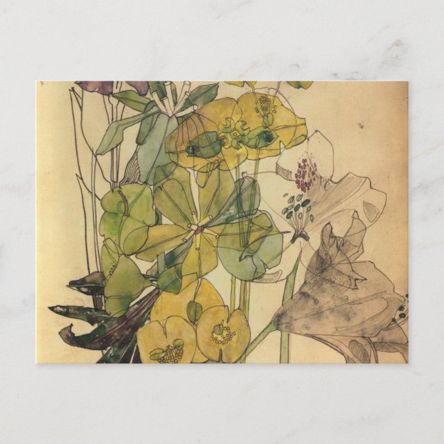 Spurge with Yham Flowers Charles Rennie Mackintosh Vykort (Framsida)