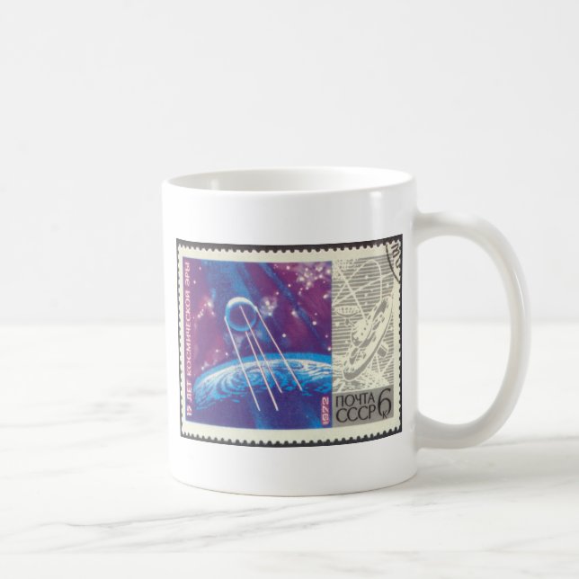 Sputnik 1 15 år rysk utrymmevetenskap kaffemugg (Höger)