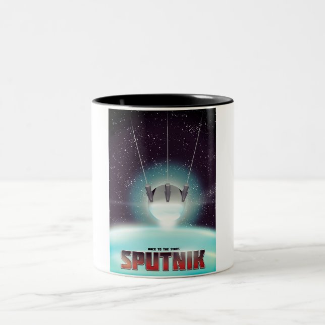 Sputnik "kapplöpning till stjärnorna" Två-Tonad mugg (Center)