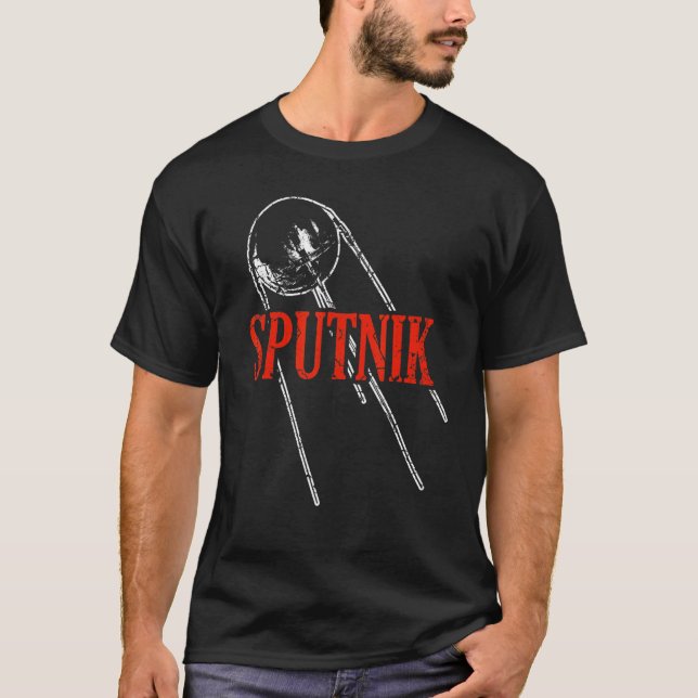 Sputnik Satellite Spacececraft Sovjetunionen T Shirt (Framsida)
