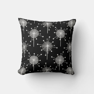 Sputnik Starburst Flowers Black Grått Kudde