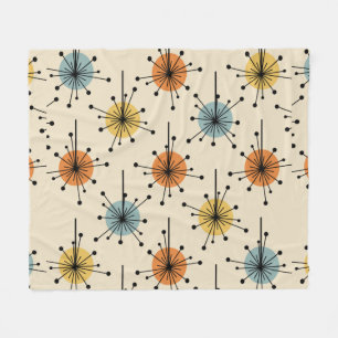 Sputnik Starburst Flowers Retro Fleecefilt