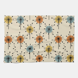 Sputnik Starburst Flowers Retro Kökshandduk