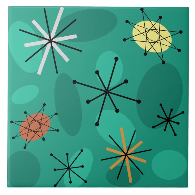 Sputnik Starbursts Turcos Kakelplatta (Framsidan)