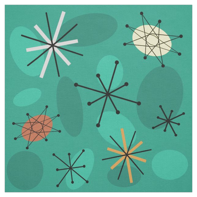 Sputnik Starbursts Turcos Tyg (Provkarta)