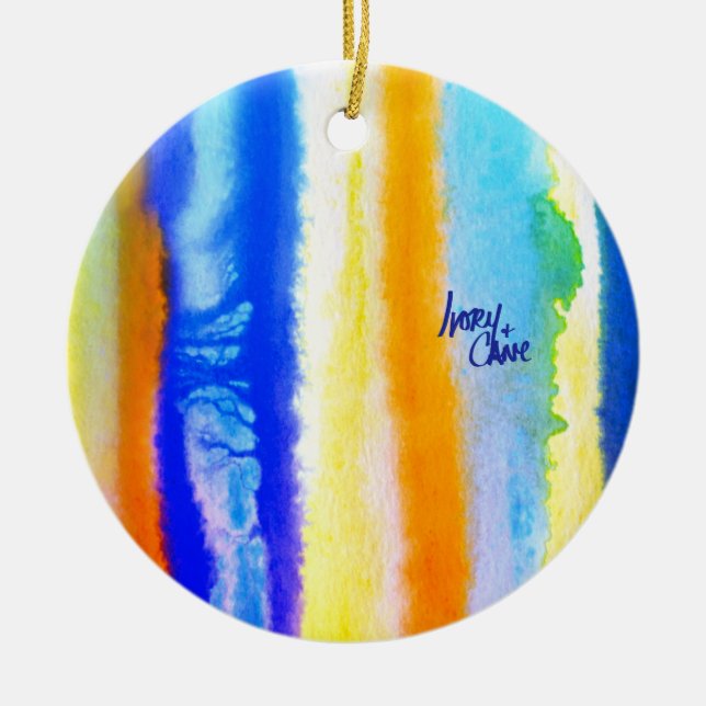 SPWW bland Horisont Blue och Orange Ornamet Julgransprydnad Keramik (Framsidan)