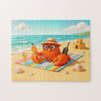 Spy Crab Relaxing On Beach With Mission Gear Pussel