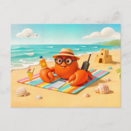 Spy Crab Relaxing On Beach With Mission Gear Vykort