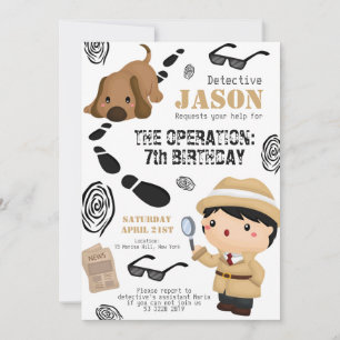 Spy Detektiv Secret Agent Boy Birthday-inbjudan Inbjudningar