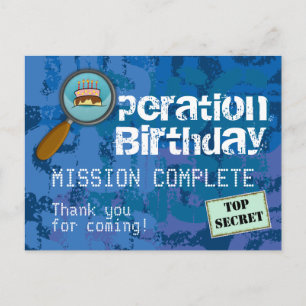 Spy / Secret / Speciella Agent Birthday Tack Vykort