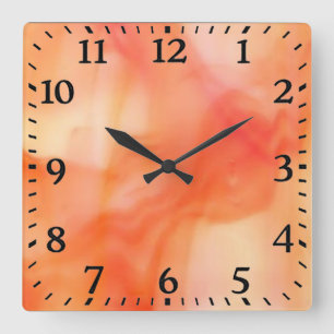 Sq.Acrylic Wall Clock—Orange Stain Glass Swirl Fyrkantig Klocka
