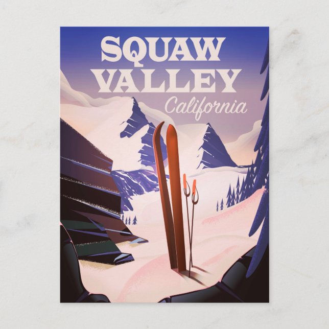 Sqaw Valley California reseskylt. Vykort (Framsida)