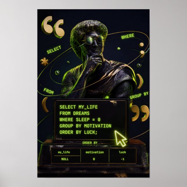 SQL-motivation Rolig programmerare  Poster (Framsidan)