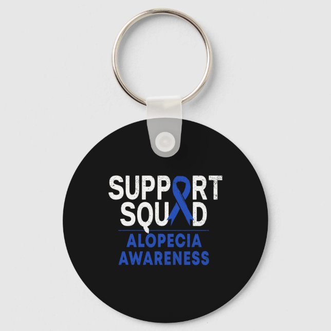 Squad Alopecia Awareness Blue Aa Ribbon Warrior Nyckelring (Framsida)