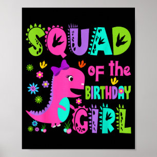 Squad av födelsedagsflickan saurus rex dinosaurie poster