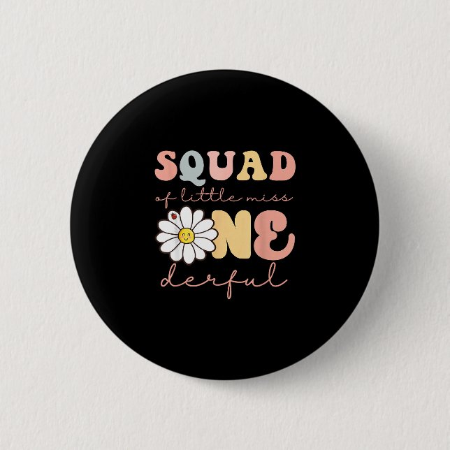 Squad av lilla underbara ettårsfirande tusenskönor knapp (Framsida)