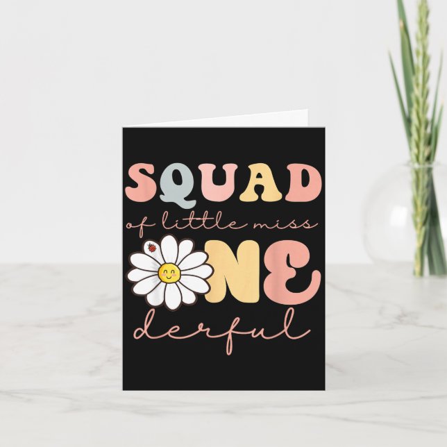 Squad av lilla underbara ettårsfirande tusenskönor kort (Framsida)