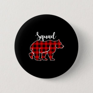 Squad Bear Röd Plaid Jul Kostym Matchande Fa Knapp