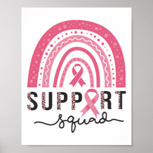 Squad Bröstcancer Medvetenhet Leopard Rosa Regnbåg Poster