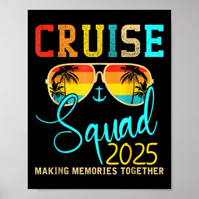 Squad Crew Cruise 2025 Summer Vacation Matching Fa Poster (Framsidan)
