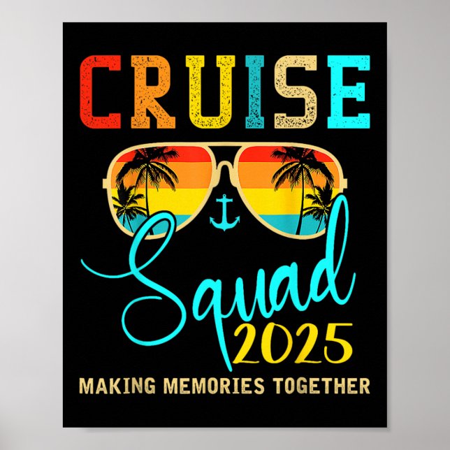 Squad Crew Cruise 2025 Summer Vacation Matching Fa Poster (Framsidan)