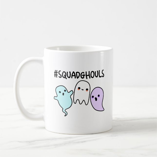 Squad Ghouls Funny Halloween Ghost Pun Kaffemugg (Vänster)