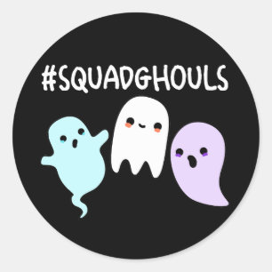 Squad Ghouls Funny Halloween Ghost Pun Mörk BG Runt Klistermärke