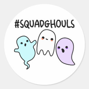 Squad Ghouls Funny Halloween Ghost Pun Runt Klistermärke