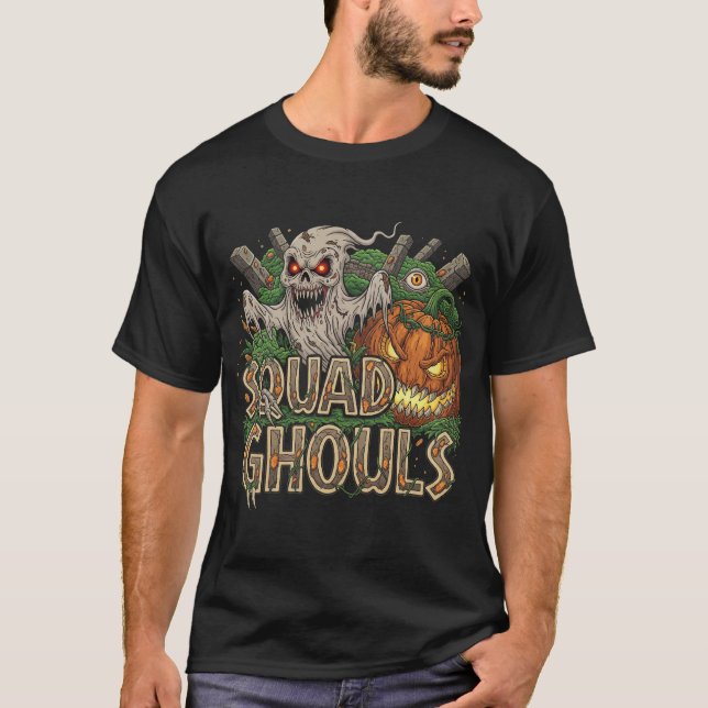 Squad Ghouls Halloween Graveyard Horror T Shirt (Framsida)