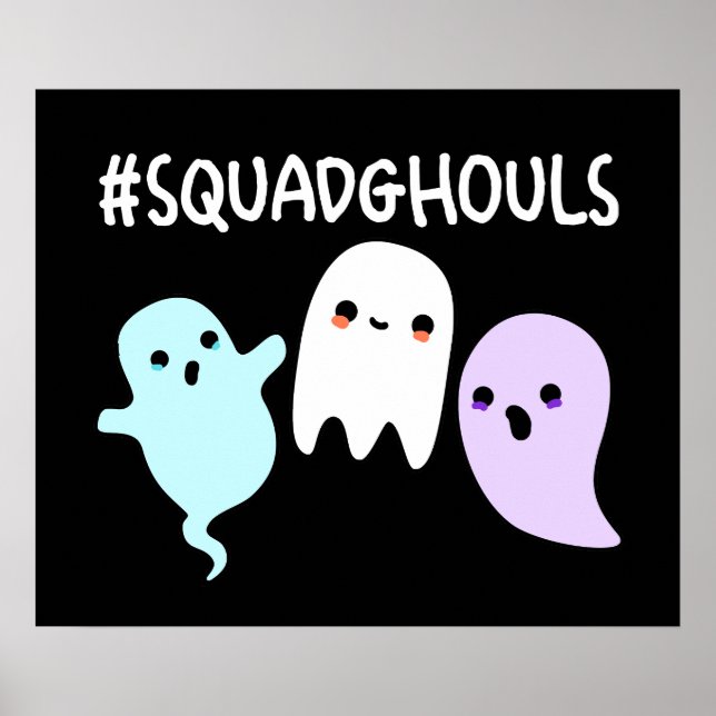 Squad Ghouls Roliga Halloween-spöke Pun Dark BG Poster (Framsidan)
