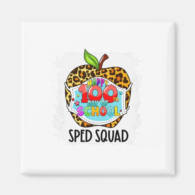Squad Glad 100:e Skoldagen Ansiktsmask Sped Ed Magnet (Framsidan)