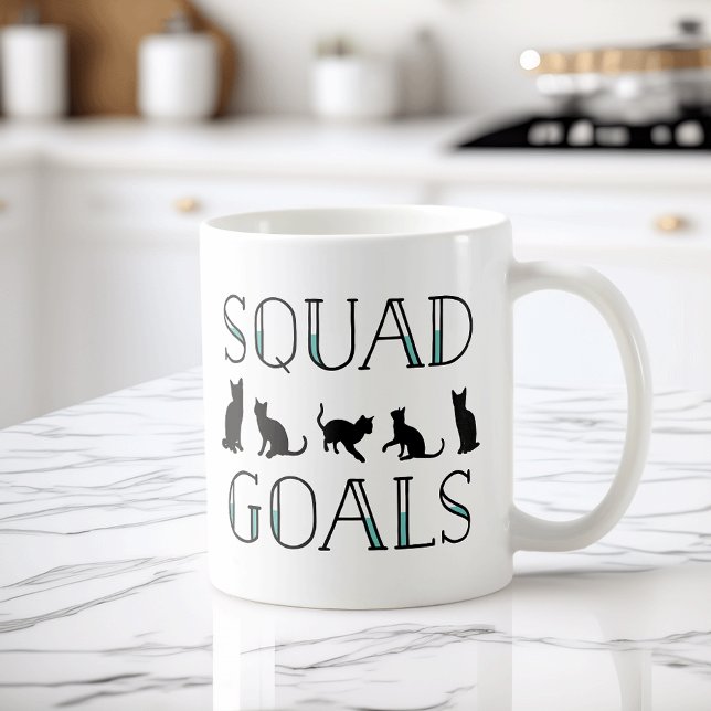 Squad Goals Funny Cat Dam Kaffemugg (Skapare uppladdad)