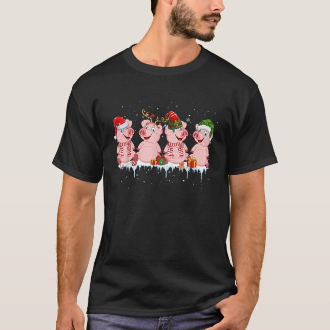 Squad Jul Tomte Ren Älg Grisar Julbonde Drivit T Shirt (Framsida)
