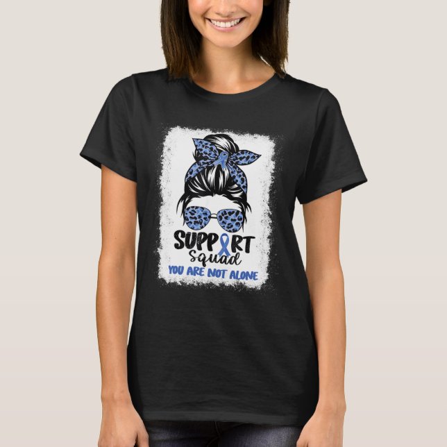 Squad Messy Bun Blue Warrior Ataxi Awareness T Shirt (Framsida)