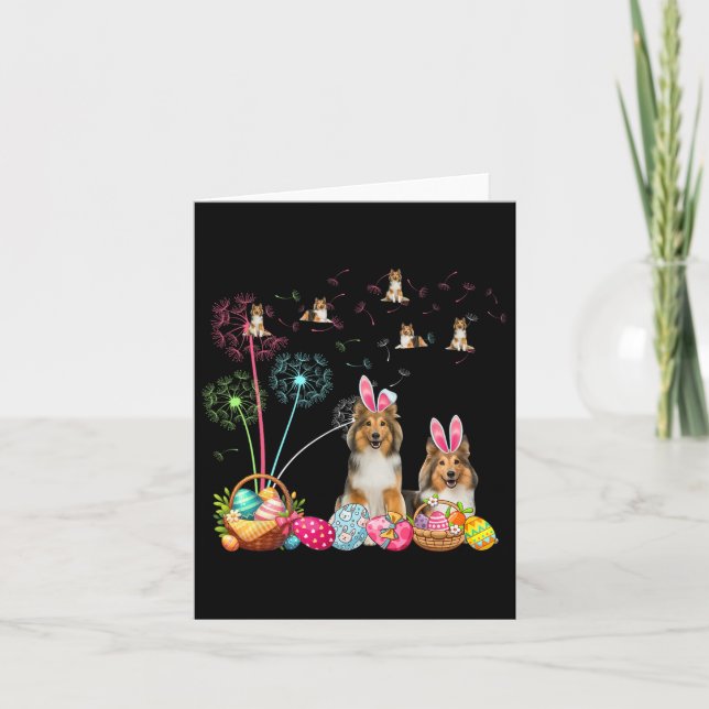 Squad Påsk par Bunny Shelties Dandelions Hunt Kort (Framsida)