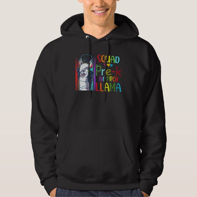 Squad Pre K Teacher Back To School No Prob Llama G Hoodie (Framsida)